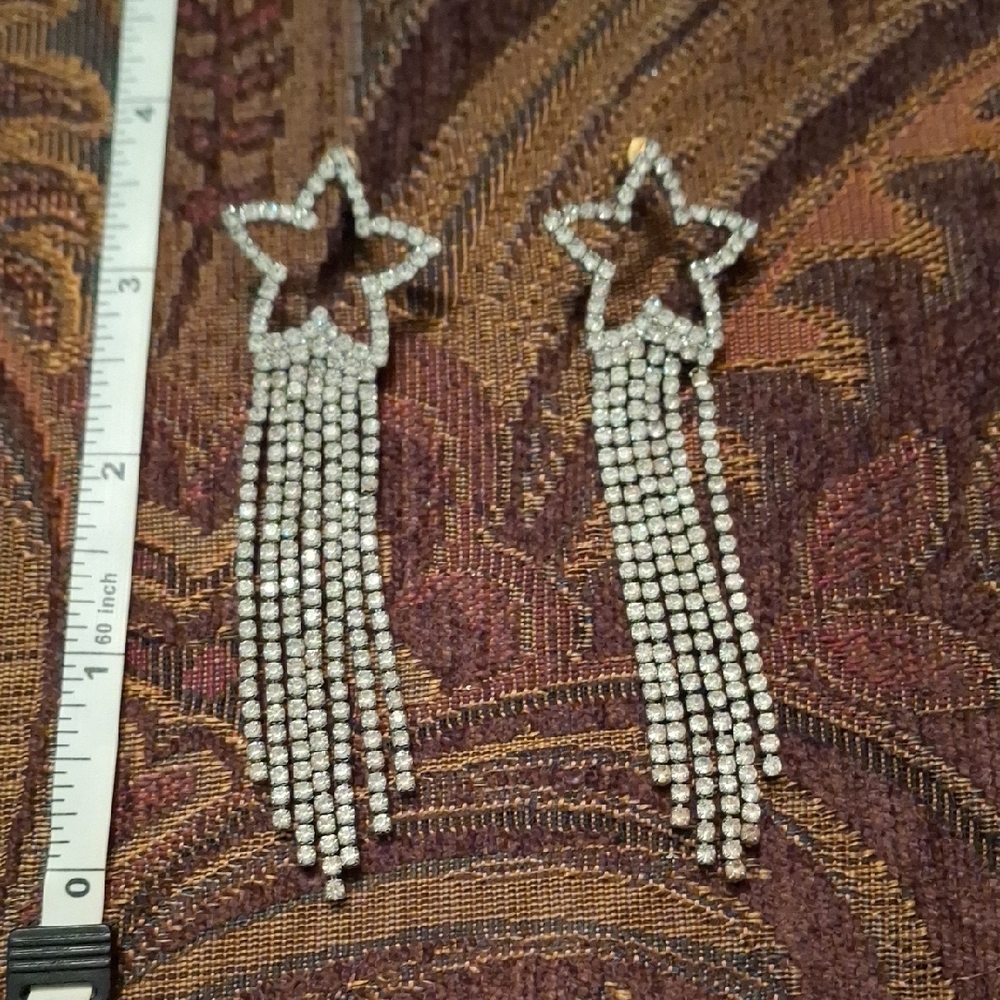 Elegant Silver Star Dangle Earrings